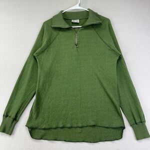 VTG Latvian Military 1/4‎ Zip Sweater Green Cold Weather Long Sleeve size 6 (M)